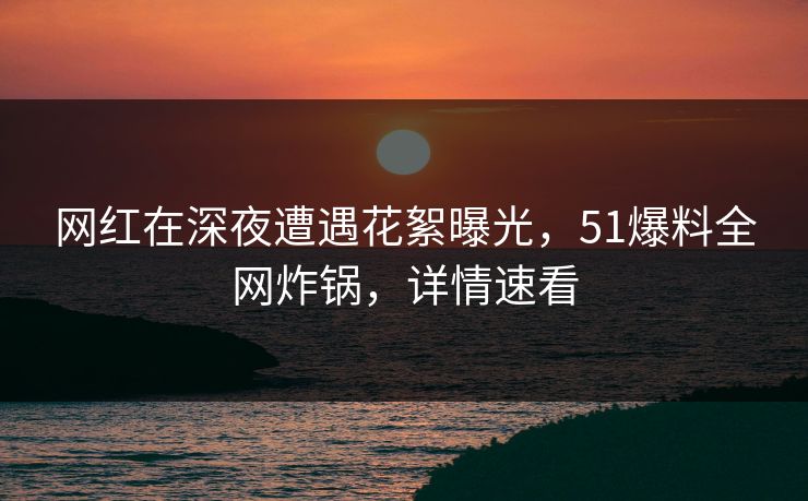 网红在深夜遭遇花絮曝光，51爆料全网炸锅，详情速看