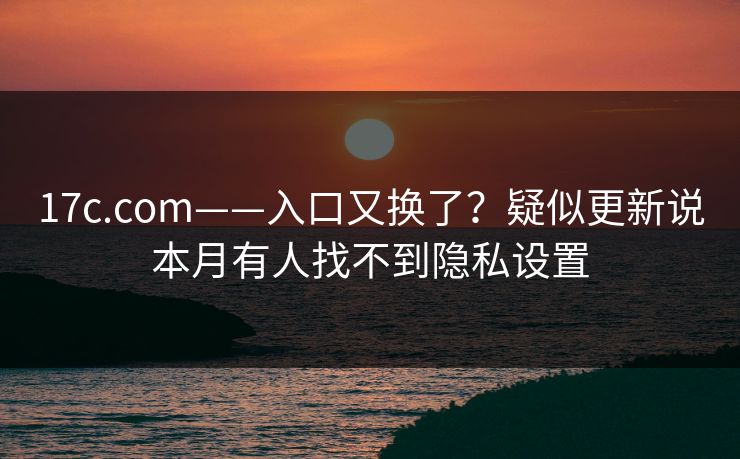 17c.com——入口又换了？疑似更新说本月有人找不到隐私设置